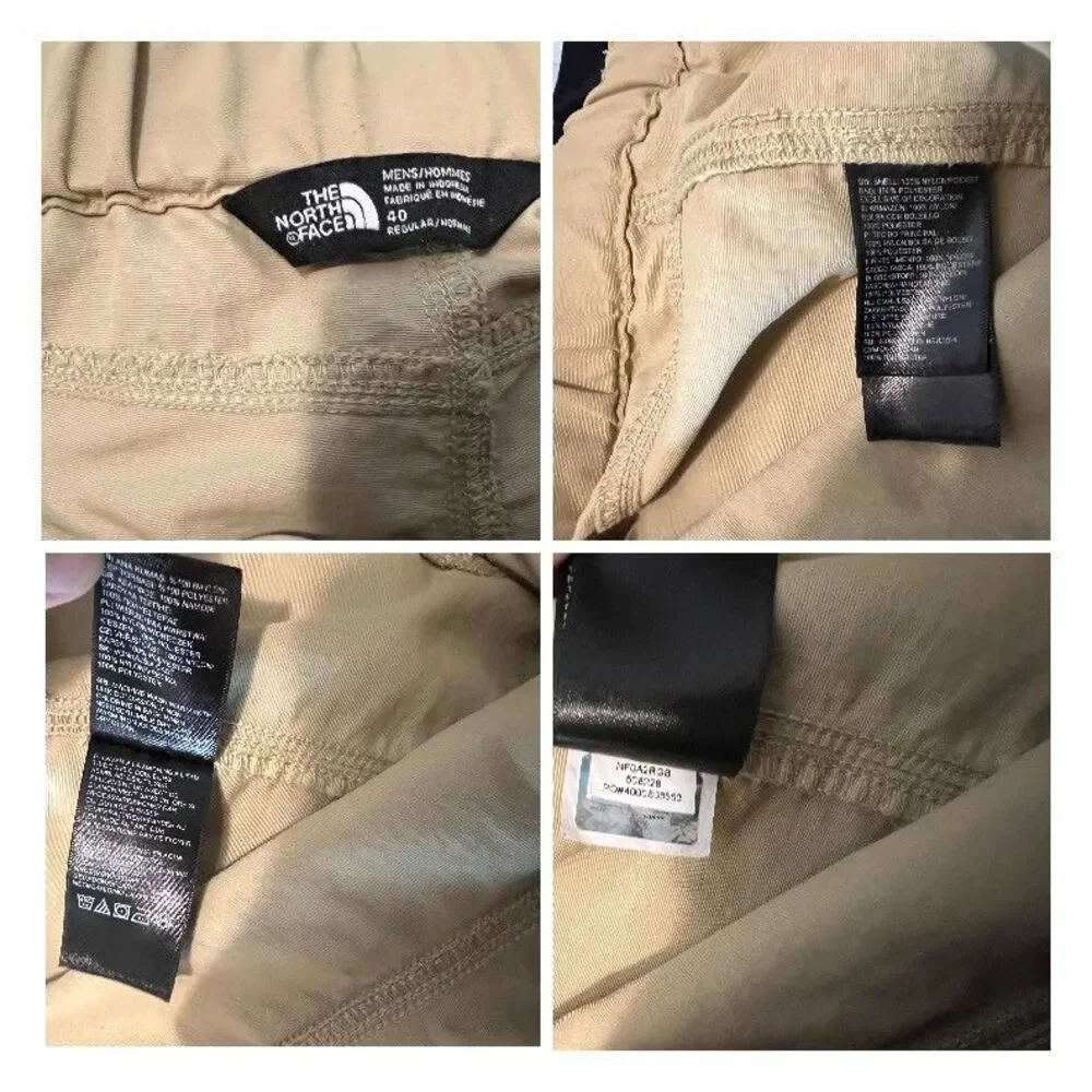 The North Face Men's Elastic Waist Khaki Nylon Outdoor Cargo Shorts  Size 40
